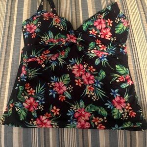 Lands' End Black Floral Camisole